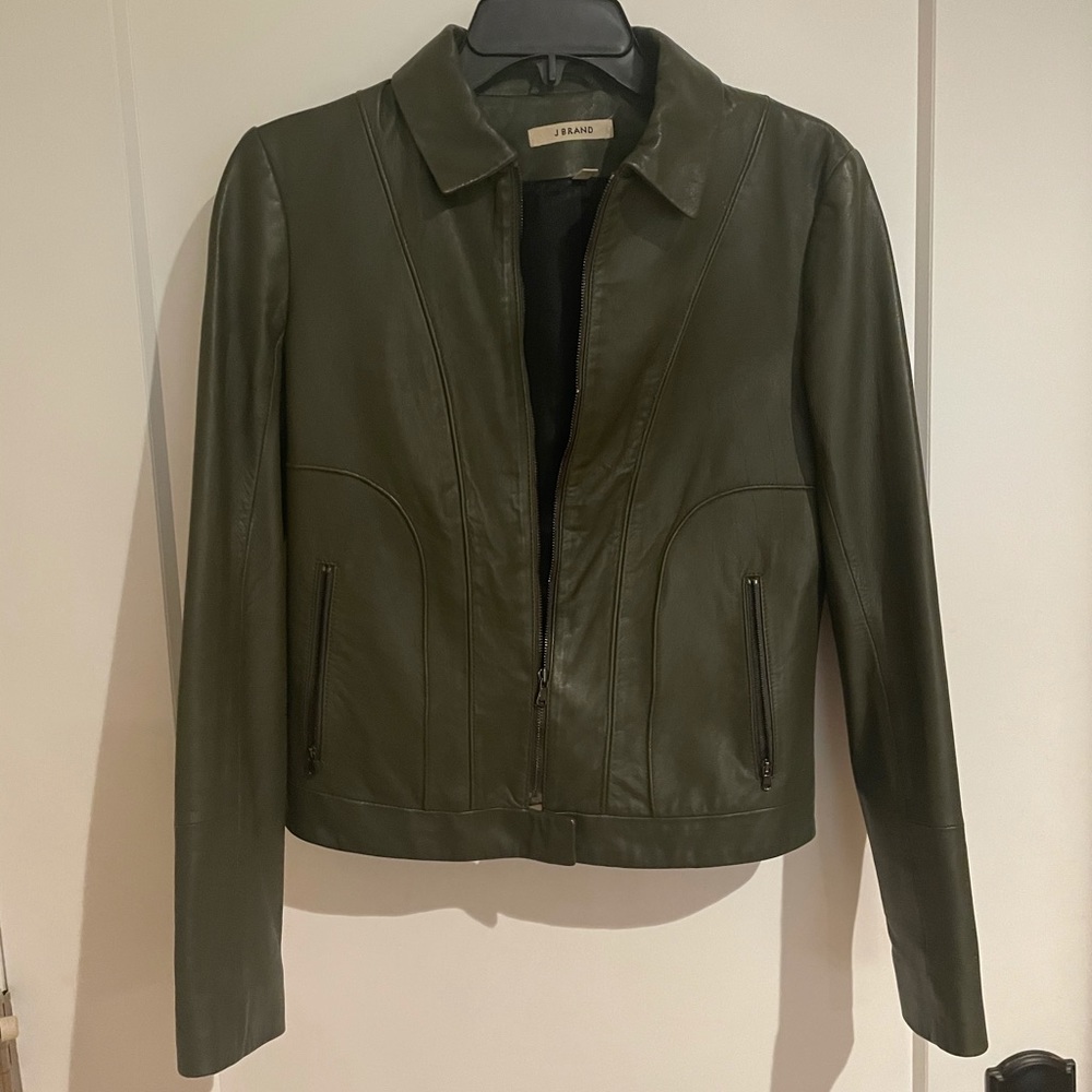 Olive Green J BRAND Leather Jacket size small